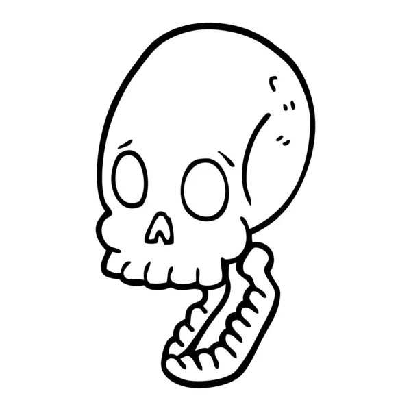 Dibujo Línea Calavera Dibujos Animados — Vector de stock