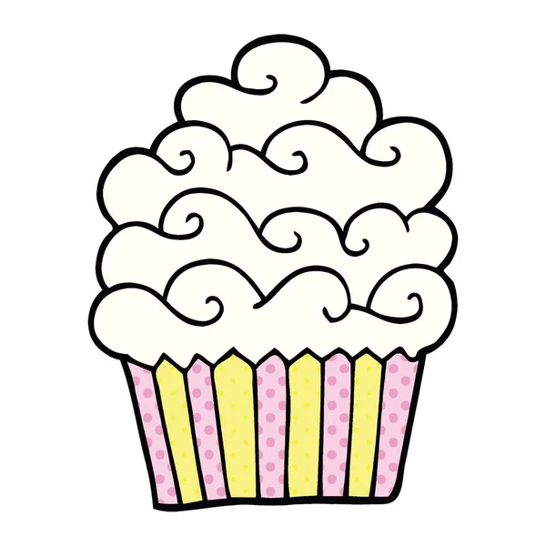 Cupcake Baunilha Desenho Animado Estilo Quadrinhos —  Vetores de Stock