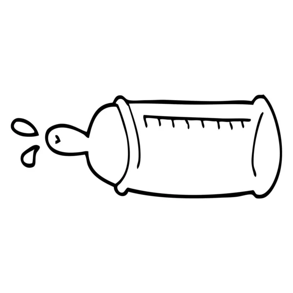 Linienzeichnung Cartoon Babyflasche — Stockvektor