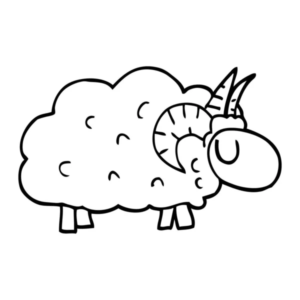 Dessin Ligne Moutons Dessin Animé Avec Cornes — Image vectorielle