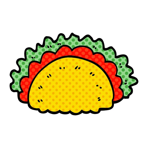 Taco Doodle Dessin Animé Sur Fond Blanc — Image vectorielle