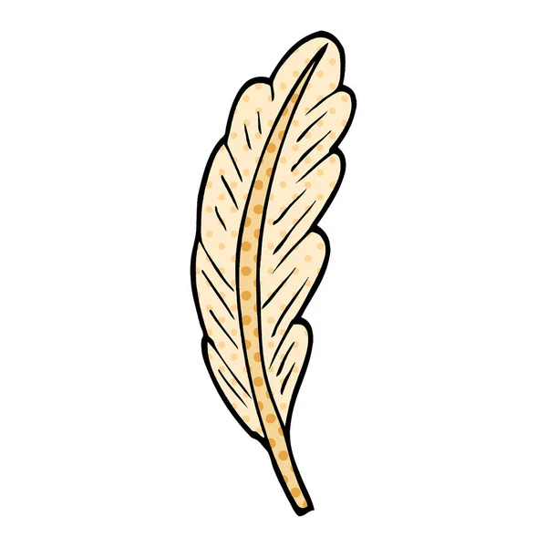 Cartoon Doodle White Feather — Stock Vector