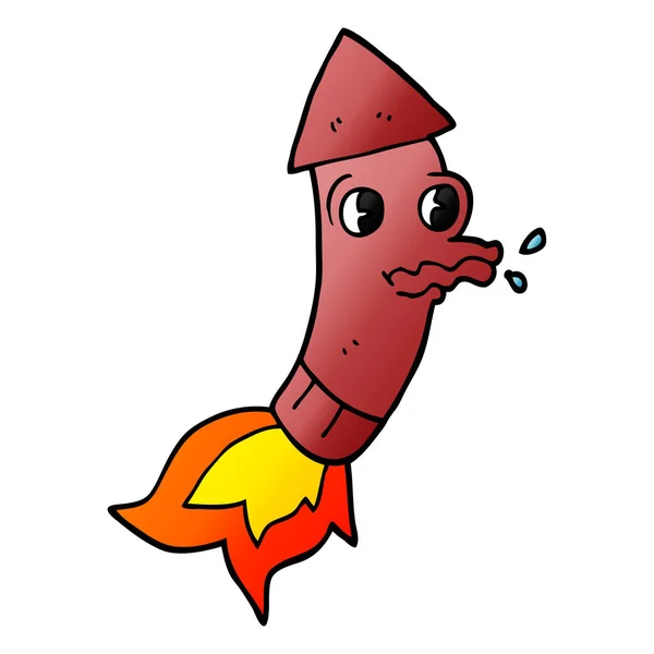 Zeichentrick Doodle Rakete — Stockvektor