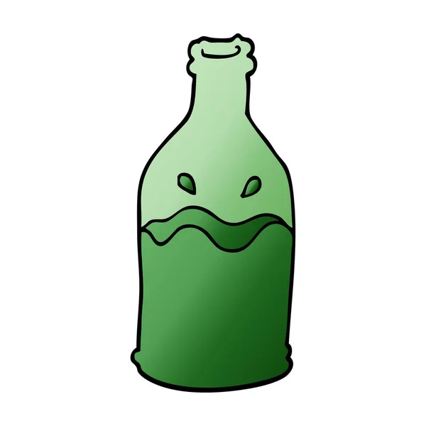 Cartone Animato Doodle Bottiglia Verde — Vettoriale Stock