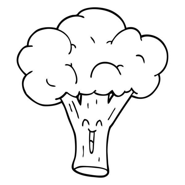 Linha Desenho Dos Desenhos Animados Brócolis — Vetor de Stock
