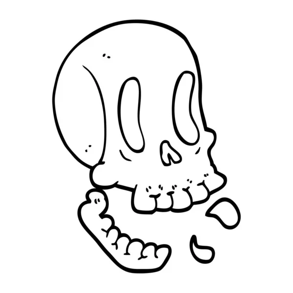 Linha Engraçada Desenho Cartoon Crânio —  Vetores de Stock