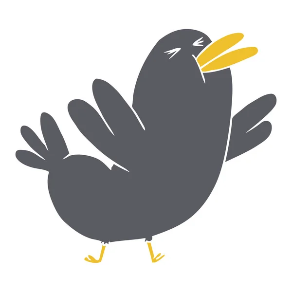 Estilo Color Plano Dibujos Animados Blackbird — Vector de stock
