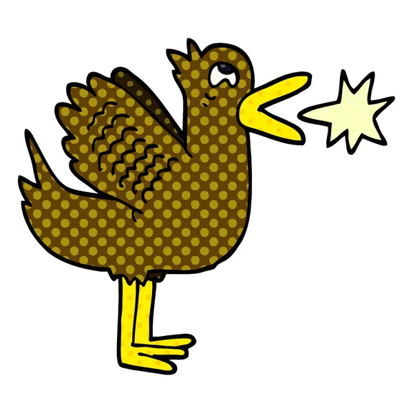 Desenho Animado Doodle Flapping Pato — Vetor de Stock