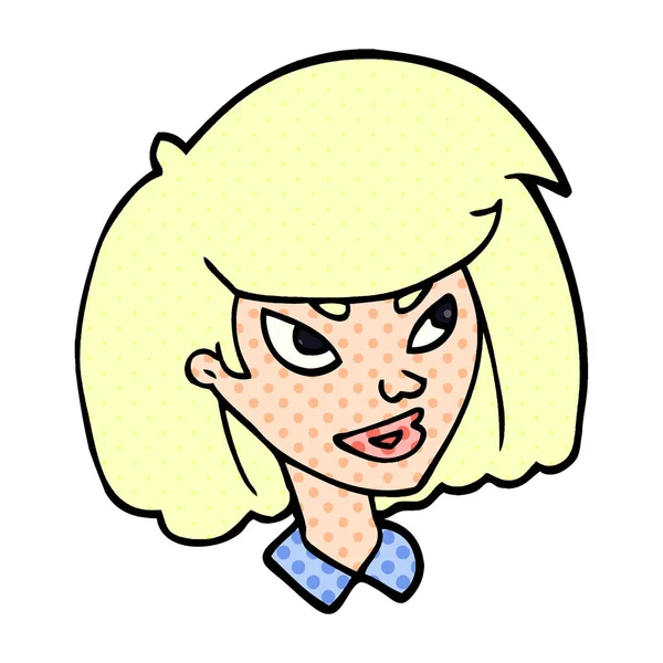 Zeichentrick Doodle Gesicht Eines Mädchens — Stockvektor