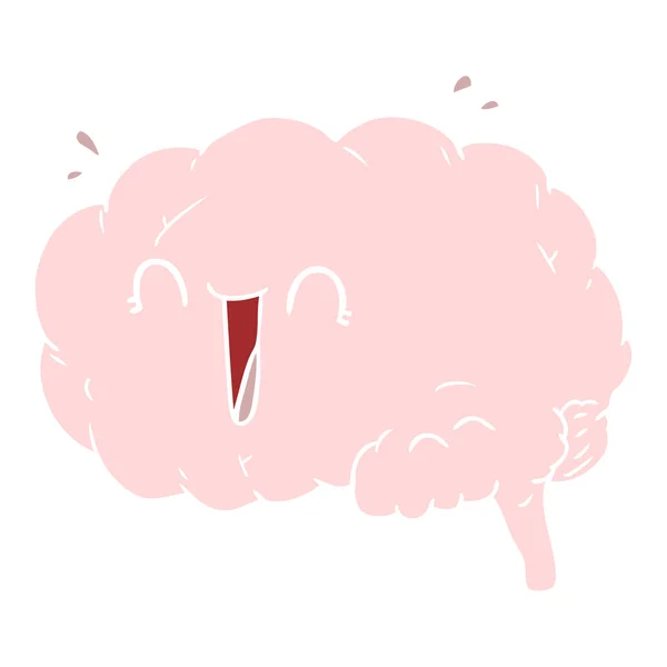 Flat Color Style Cartoon Brain Laughing — Stock Vector