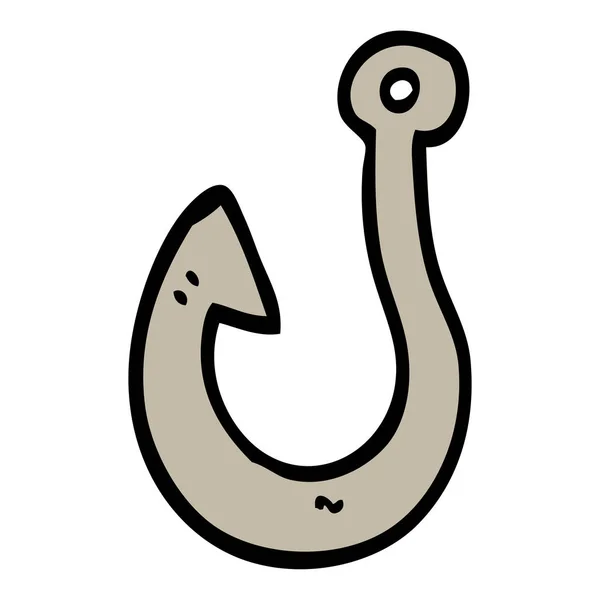 Hand Drawn Doodle Style Cartoon Fish Hook — Stock Vector