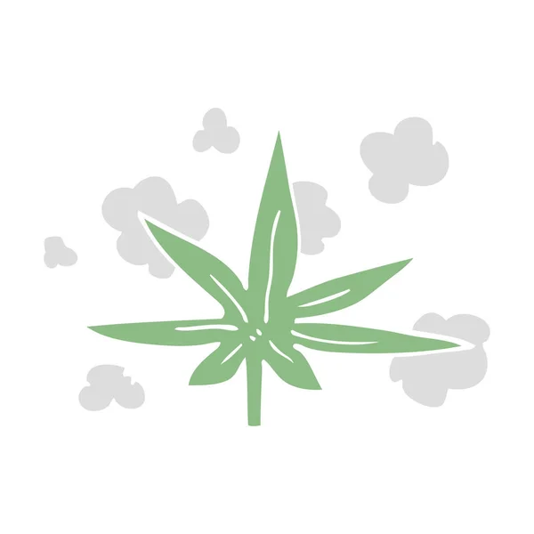 Desenho Animado Doodle Folha Maconha —  Vetores de Stock