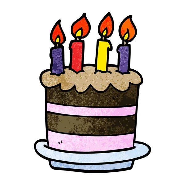 Torta Compleanno Del Fumetto Doodle — Vettoriale Stock