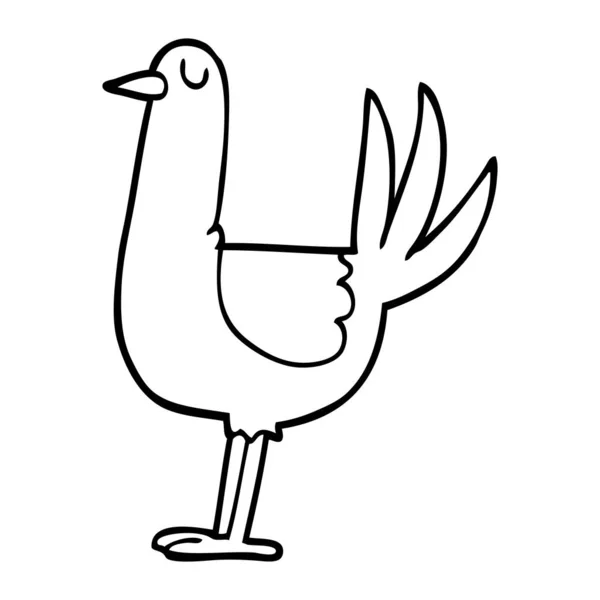 Line Drawing Cartoon Tall Bird — Stock Vector
