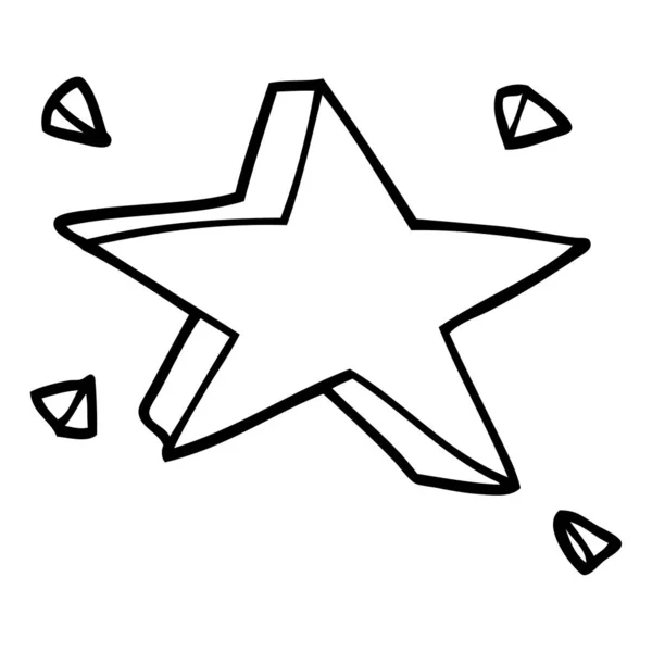 Desenho Linha Estrela Dos Desenhos Animados — Vetor de Stock