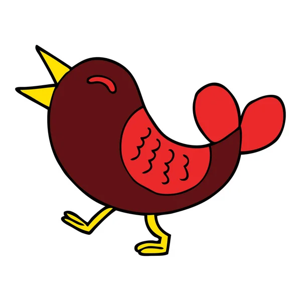 Desenho Animado Doodle Pássaro Vermelho —  Vetores de Stock