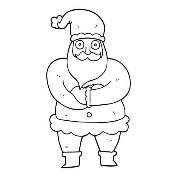 Line Drawing Cartoon Santa — Stock Vector