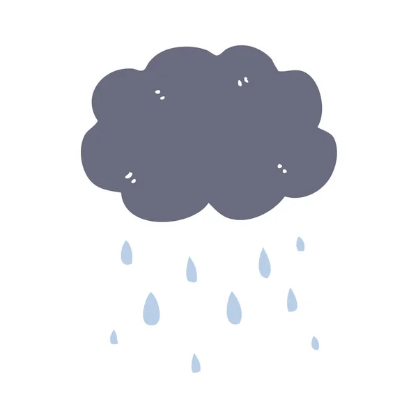 Plat Couleur Style Dessin Animé Nuage Pluie — Image vectorielle