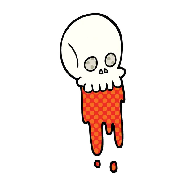 Comic Book Style Cartoon Blood Dripping Skull — Stock Vector