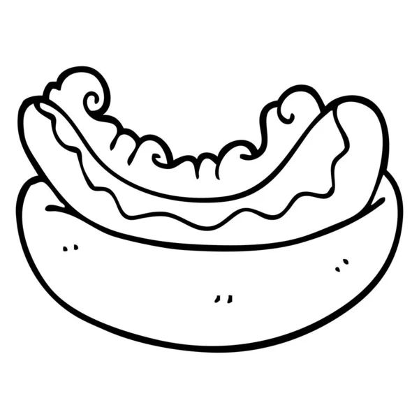 Line Drawing Cartoon Hotdog Bun — Stock Vector