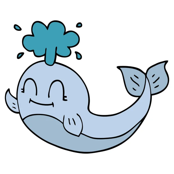 Cartoon Doodle Eines Glücklichen Wals — Stockvektor
