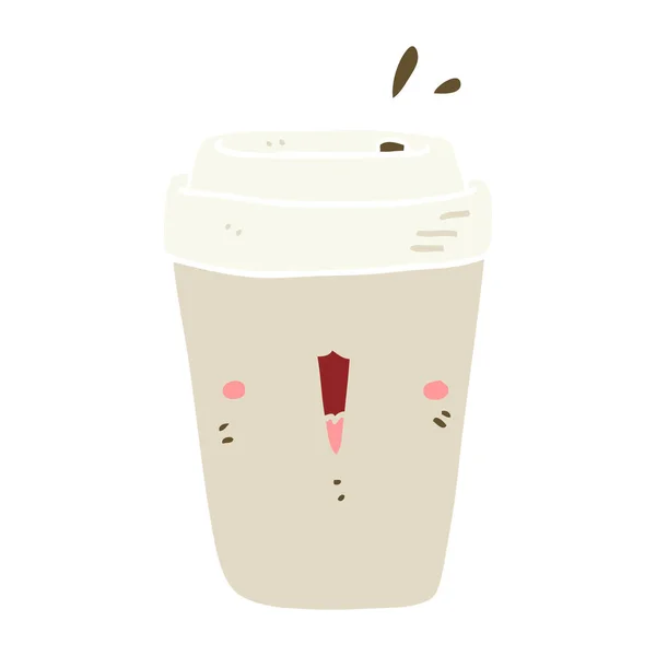 Flache Farbe Stil Cartoon Kaffeetasse — Stockvektor