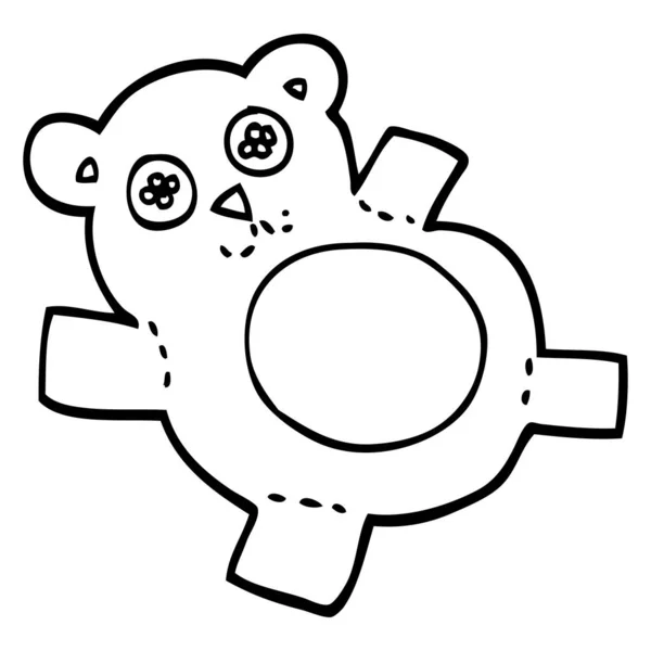 Urso Pelúcia Desenhos Animados Preto Branco — Vetor de Stock