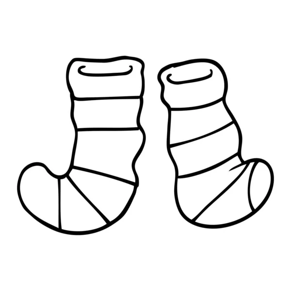 Línea Dibujo Dibujos Animados Rayas Calcetines — Vector de stock
