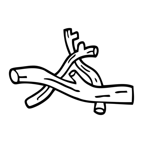 Línea Dibujo Dibujos Animados Montón Ramitas — Vector de stock