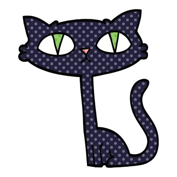 Quadrinhos Estilo Desenho Animado Halloween Preto Gato —  Vetores de Stock