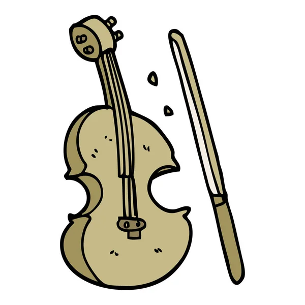 Dessin Animé Doodle Violon Arc — Image vectorielle