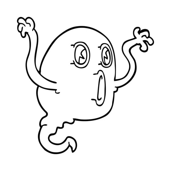 Line Drawing Cartoon Ghost — Stock Vector