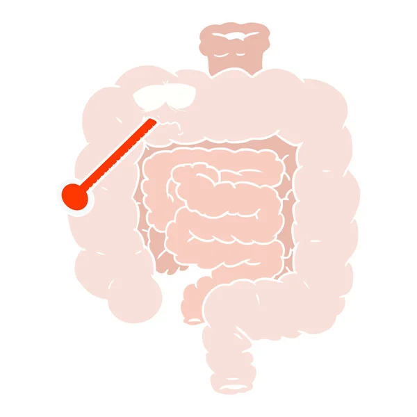 扁平色风格卡通不健康的肠子 — 图库矢量图片
