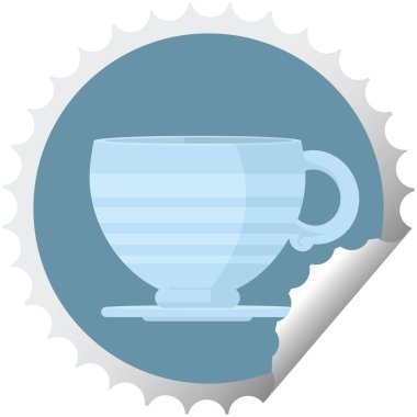 Kahve Kupası grafik vektör çizim yuvarlak etiket damga