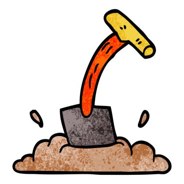 Beyaz arka plan üzerinde izole karikatür doodle kürek