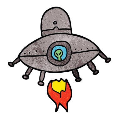 çizgi film doodle uzay gemisi