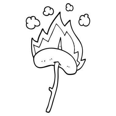 Sosisli sandviç çizgi çizim karikatür