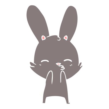 meraklı tavşan düz renk stil çizgi film