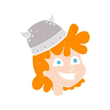 kadın viking yüzü düz renkli çizimi