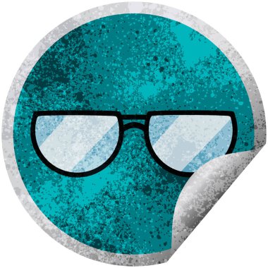 Gözlük grafik vektör çizim dairesel etiket