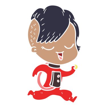 mutlu düz renk tarzı çizgi film kız