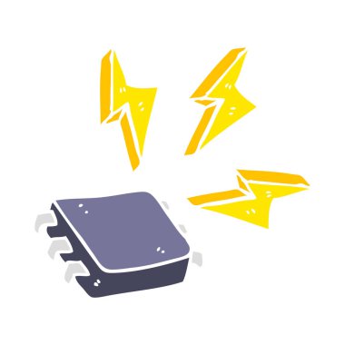 bilgisayar çipi düz renkli çizimi