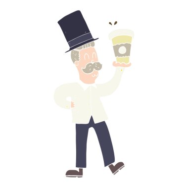 adamla kahve fincanı düz renkli çizimi