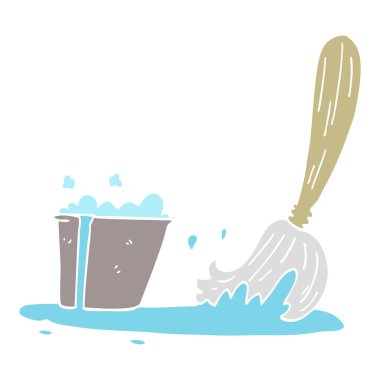 çizgi film doodle kova ve paspas