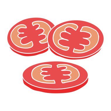 dilimlenmiş domates düz renk stil çizgi film