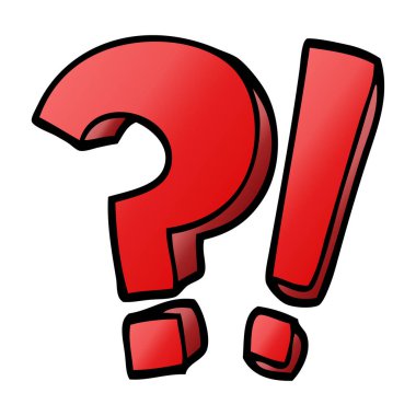 çizgi film doodle soru işareti ve ünlem işareti