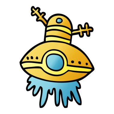 çizgi film doodle uzay gemisi