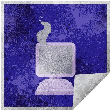 kırık bilgisayar grafik vektör çizim kare etiketi