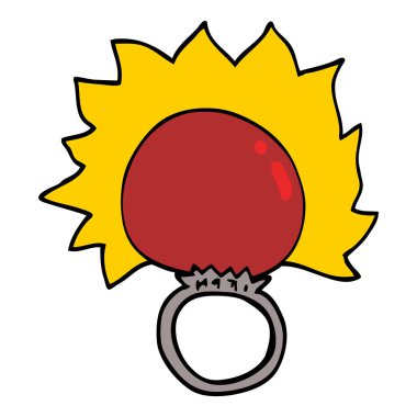 çizgi film doodle ateş topu yüzüğü