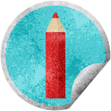 Kırmızı boyama kalem grafik vektör çizim dairesel etiket